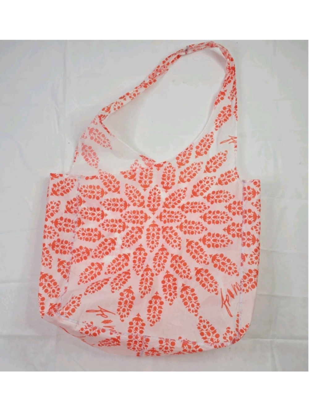 Free People FP Movement Reusable Large White and Red Tote Bag Nylon Crossbody